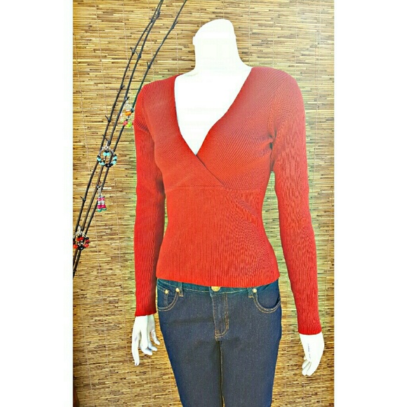 Cotton Red One Step Up Knit Long Sleave Sweater - Picture 4 of 7